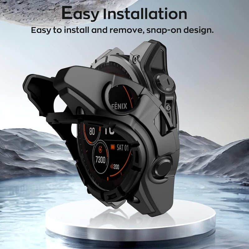 ISABAKE Case Cover Compatible with Garmin Fenix 8 51MM Sloar, Soft and Flexible Anti Drop TPU Bumper Frame Rugged Replacement Protective Cases for Garmin Fenix 8 51MM Solar - Image 5